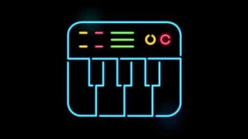 Animation Tastatur Neonlicht isolieren auf grünem Hintergrund. video