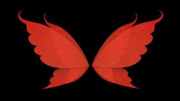 animatie rode vleugel isoleren op zwarte achtergrond. video