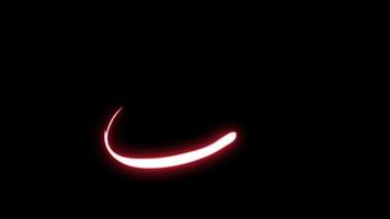 animazione effetto linea di velocità della luce al neon rossa su sfondo nero. video