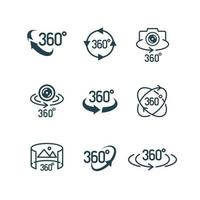 conjunto de iconos de vista de 360 grados de vector aislado en blanco