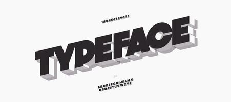 Vector 3d bold font modern typography