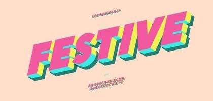 Vector festive font 3d bold colorful style