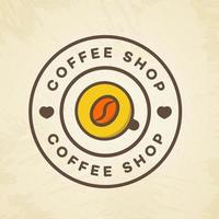 Coffee shop logo with cup of coffee and bean color style isolated on background for cafe, shop vector