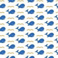 Whale seamless pattern on white background for decoration swim firm vector