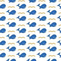 Whale seamless pattern on white background for decoration swim firm vector