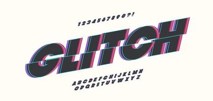 Glitch font bold style vector