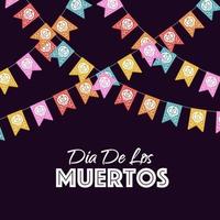 Dia de Los Muertos banner colorful style with garlands vector