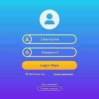 Login form page template on gradient trendy style background vector