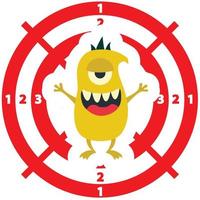 Target with monster flat style yellow color on white background vector
