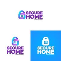 Secure home logo set vector