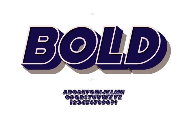 Vector 3d bold font black style
