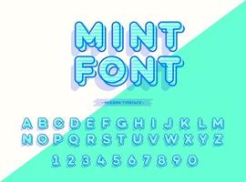 Vector mint font 3d style modern typography. Alphabet for logo, emblem, party poster