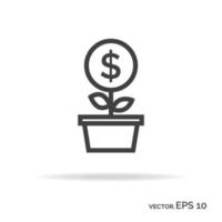 Money tree outline icon black color vector