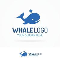 Blue whale with drops water logo set flat color style vector