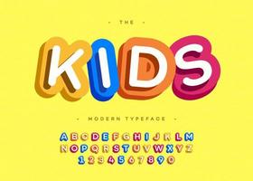 tipografía vectorial para niños tipografía en negrita 3d estilo sans serif