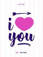 Valentines day greeting card with sign i love you, heart, arrow vector