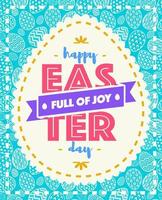 Vector easter greeting card with wish - happy easter day full of joy colorful style