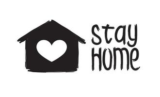 Stay home - hand drawn vector quote