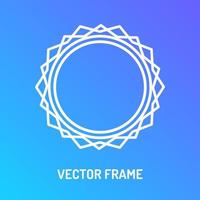 Vector frame white color line style isolated on blue background for yoga studio