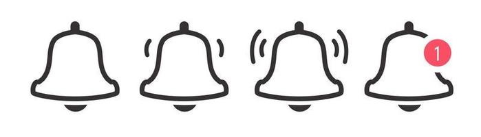 Notification bell icons set line style vector