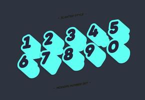 Vector numbers set 3d bold slanted style