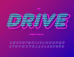 Drive font trend typography. Alpabet modern colorful style for decoration vector
