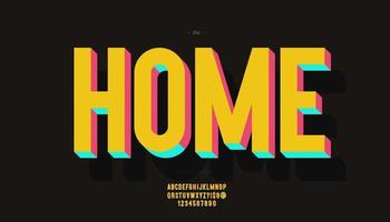 Vector home font 3d bold color style