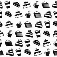 cake seamless pattern flat style black color vector