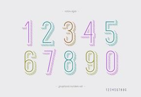 Numbers vector set outline style