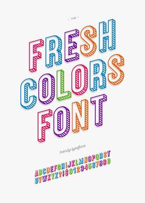 Vector fresh colors 3d font colorful style