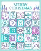 Christmas countdown calendar printable tags color style with different background vector