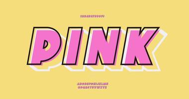 Vector pink font 3d bold style