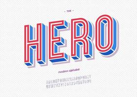 Vector hero typeface trendy typography colorful style