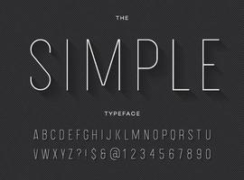 Simple modern typeface with shadow vector