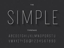 Simple modern typeface with shadow vector