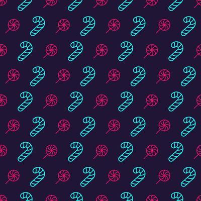 Christmas candy seamless pattern neon style on cyan