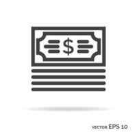 icono de esquema de dinero de paquete color negro vector