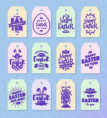 Easter tag set typography style for sale, label, badges, party, greeting card