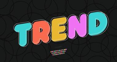 Vector trend font bold colorful style