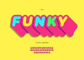 fuente funky estilo lindo 3d vector