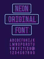 Neon original font 3d modern colorful style. vector