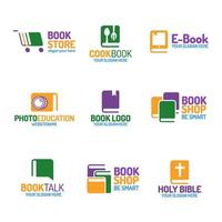 Book logo set flat color style vector