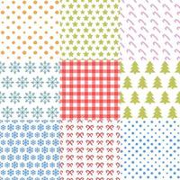 Christmas pattern set different color consisting of christmas tree, star, candy vector