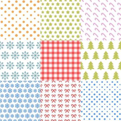 Christmas pattern set different color consisting of christmas tree, star, candy