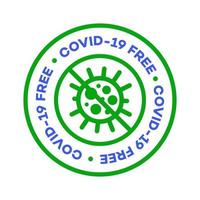 Covid 19 free zone label for epidemic coronavirus vector