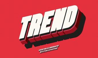 Vector trend font 3d bold color style