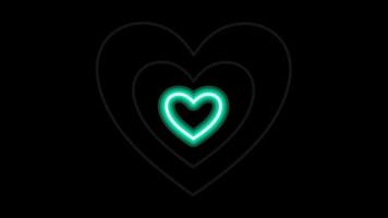Animation pink neon light hearts shape floating isolate for Valentine's day background. video