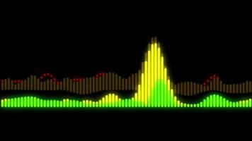 Animation yellow and green nois wave isolate on black background. video