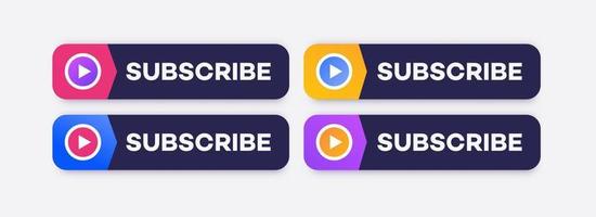 Vector subscribe button set