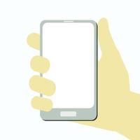 vector hand with smartphone and blank screen